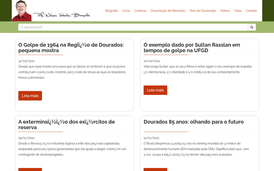 Captura de tela do site Prof. Wilson Valentim Biasotto
